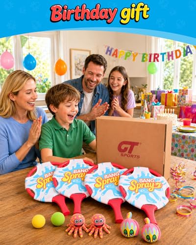 Water Paddle Toss Game for Kids & Family, Floating Beach Paddle Game with 4 Paddles, 4 Animal-Shaped Balls and 2 Round Balls, Pool Beach Toys for Kids, Indoor Outdoor Catch Game for Yard Lawn Sand - size: 4pcs