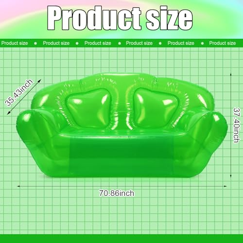 Kigley Inflatable Chair Blow Up Couches Transparent Inflatable Sofa Seat Yard Patio Portable Air Couch Furniture for Outdoor Indoor Camping Beach Room(Double Seat,Green) - color: Green