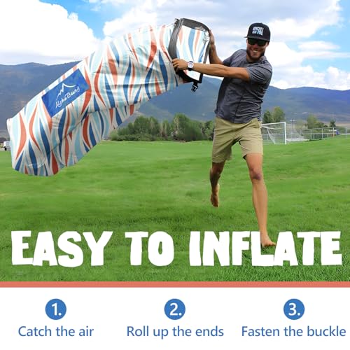 AlphaBeing Inflatable Lounger Beach Chair Accessories, Air Sofa Hammock Inflatable Couch for Camping Backyard Lakeside with Compression Sacks, Ideal Outdoor Gifts for Adults - color: Coral Wave