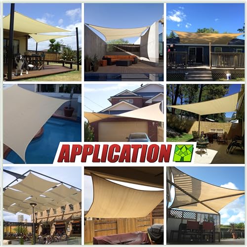 Colourtree CTAPR1420 Custom Size 6' x 9' Beige Sun Shade Sail Canopy UV Block UPF50 Rectangle - Commercial Standard Heavy Duty - 190 GSM - 3 Years Warranty - color: Beige, size: 6' X 9' Custom Size