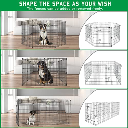 Pet Playpen Dog Pen Foldable Dog Exercise Fence 8 Panels 30 Inch Kennels Pet Playpen Options Ideal for Pet Medium Animals Outdoor Indoor - style: 24'' x 30'' x 8PCS