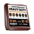 WHITEDUCK Super Heavy Duty Poly Tarp Cover 16 Mil & 10 Mil with Grommets and Reinforced Edges (Brown, White & Silver Black) (Brown- 16 Mil, 12' x 12') - color: Brown- 16 Mil, size: 12' x 12'