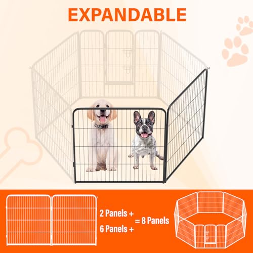 FDW Dog Playpen Dog Pen Dog Kennel 2 Panels 32 Inch Height Indoor Outdoor Folding Metal Portable Puppy Exercise Pen Heavy Duty Dog Fence for Yard Camping,Black - style: 2 Panels