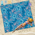 Famstar Beach Blanket Sandproof Waterproof 78''×110'' 1-7Adults Oversized,Compact Lightweight Durable Beach Mat for Travel Camping Hiking Picnic Blanket - color: Blue Flower, size: 78''×110''