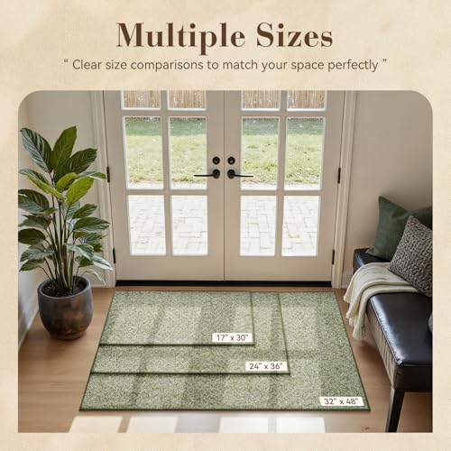 MontVoo Door Mat Indoor Entrance Doormat, Absorbent Durable Rubber Non Slip Front Door Mat for Inside Entry Entryway Dirt Trapper Welcome Mat, Green 24''x36'' - color: Green, size: 24''x36''