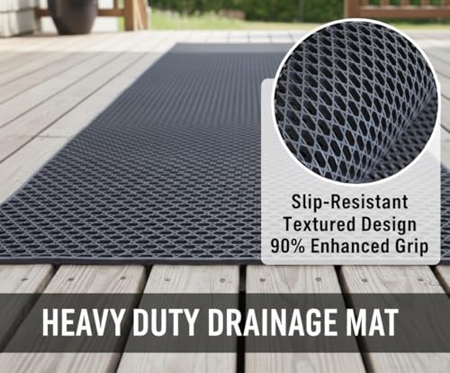 PVC Drainage Floor Mat Non-Slip Commercial Wet Area Mat for Outdoor and Indoor Restaurant Kitchen Bar Swimming Pool Splash Matting Water Drain Flooring Mat (Black, 3FTX16.4FT) - size: 3x16.4FT
