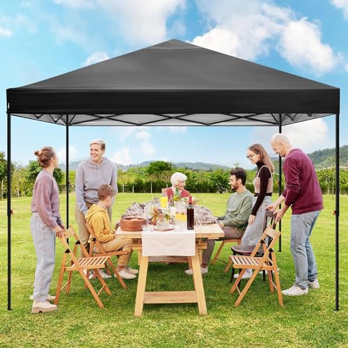 HOTEEL Canopy Tent 10x10 Pop Up Canopy with Sidewalls Waterproof & UPF 50+, Heavy Duty Commercial Instant Craft Fair Tent for Farmer Market, Vendor, Party, Event(Black) - color: Black, size: 13x26FT (No Walls)