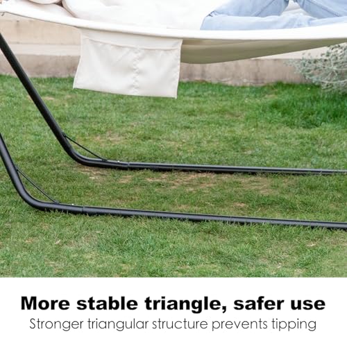 gafete Universal 2 Person Hammock Stand Only, 600 lbs Capacity, Fits 9 to 14ft Hammocks, Adjustable Double Heavy Duty Powder-Coated Steel Stand for Outside, Multi-Use (Black) - color: Black
