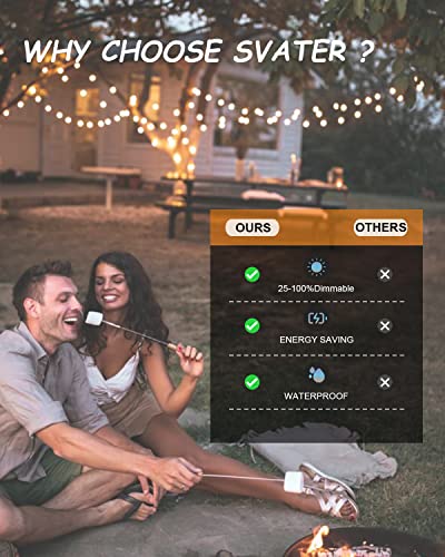 Svater Outdoor String Lights Waterproof 100 FT, LED Patio Lights Outside with 52 Shatterproof G40 Bulbs, Dimmable Hanging Globe Lighting for Bistro Backyard Cafe Market Porch, Warm White 2700K - size: 100 Ft