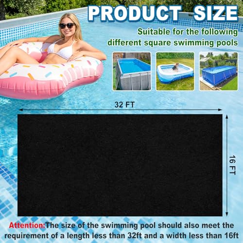 16x32Ft Rectangular Pool Liner Pad for Above Ground Swimming Pools,250g/㎡ Heavy Duty Pool Ground Mat Under Pool Pad, Durable Pools Bottom Liner Protector to Prevent Puncture and Extend Liner Life - size: 16x32 Ft
