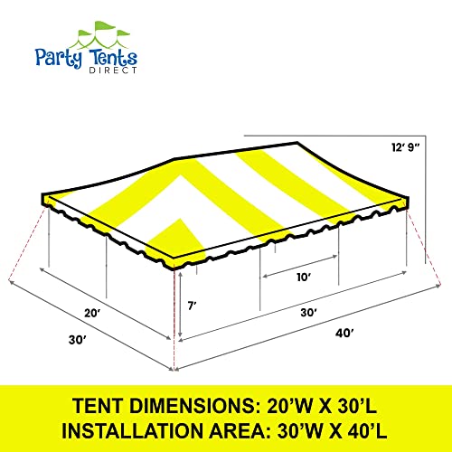 Party Tents Direct 20'x 30' Weekender Canopy Pole Tent with Sidewalls - Easy Up Canopy Tent with 120 Person Capacity - Outdoor Canopies for Parties, Weddings, and Events (Yellow/White) - color: Yellow, size: 20' x 30'