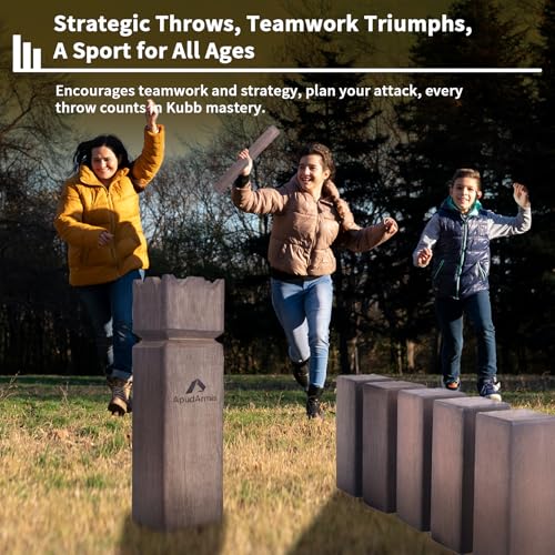 ApudArmis Kubb Yard Game Set, Viking Chess Outdoor Clash Toss Yard Game with Carrying Case - Rubber Wooden Backyard Lawn Games Set for Teenagers Adults Family - color: Brown