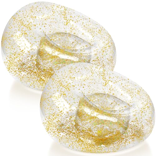 Realspring Inflatable Bean Bag Chair for Adult Bean Bag Sofa Chair Blow up Inflatable Furniture for Outdoor Living Room Bedroom Balcony Travel Party Gift Accessories(Gold Glitter,2 Pcs) - color: Gold Glitter