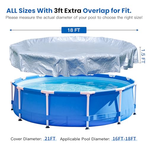 21FT Pool Covers for 18FT Above Ground Swimming Pool,Round Cover,Winter Pool Cover with Winch and Cable (Silver/Blue) - color: Silver/Blue, size: 21'(Round)