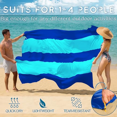 BYDOLL Beach Blanket 78''X81'' Waterproof Sandproof Suits1-4 Adults Oversized Lightweight Large Blanket Picnic Mat for Beach Sand Free Travel Camping Hiking Picnic - color: Blue2 Mix, size: 78"X81"