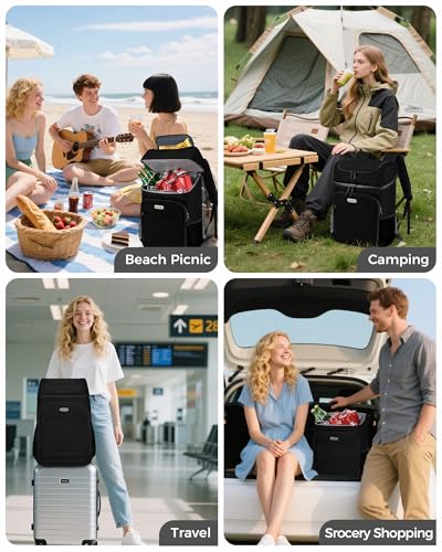 BAGLHER Lightweight Insulated Cooler Backpack - 30 Cans, Leak-Proof for Lunch, Picnic, Hiking, Camping Trips - color: black-titan