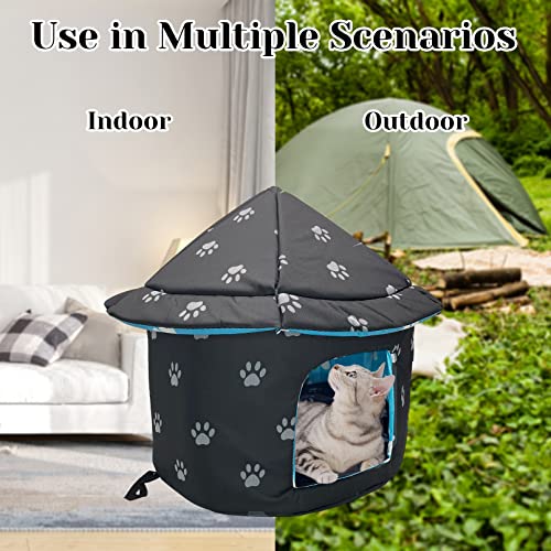 Fhiny Stray Cats Shelter, Waterproof Outdoor Cat Dog House Foldable Warm Pet Cave for Winter Yurt Wild Animal Tent Bed Anti-Slip Kitten Cave Hut for Feral Kitty Puppy Weatherproof - size: Medium