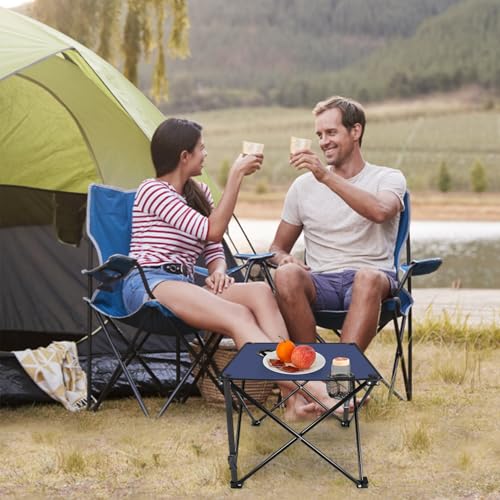 Moclever Foldable Camping Table–Ultralight Portable Table with Cup Holders&Carry Bag, Perfect for Outdoor Adventures,Picnic,Beach, BBQ,Hiking & Home Use - style: 1 Pc Navy Blue
