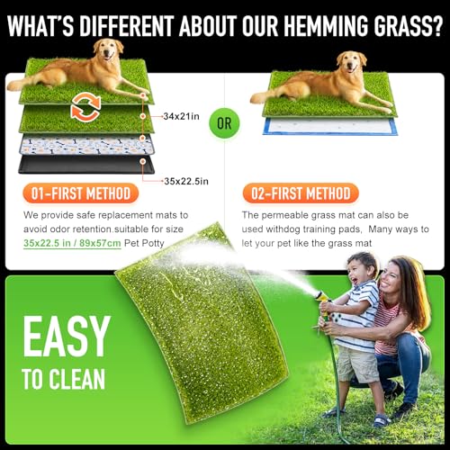 Hompet Artificial Dog Grass Pad for Dogs, 34"x21", Easy to Clean with Drainage Holes - size: 34 x 21"