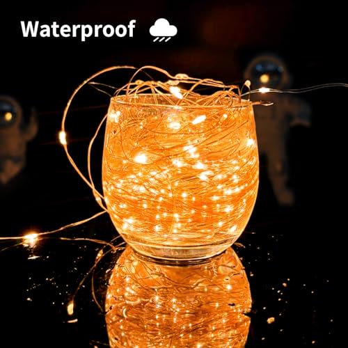 Solar String Lights Outdoor, 66 Feet 200 LEDs 8 Modes Solar Fairy Lights for Outside, Waterproof Outdoor Light for Patio Yard Christmas Tree Halloween Wedding Party Decorations, Orange - color: Orange, size: 200 LEDs