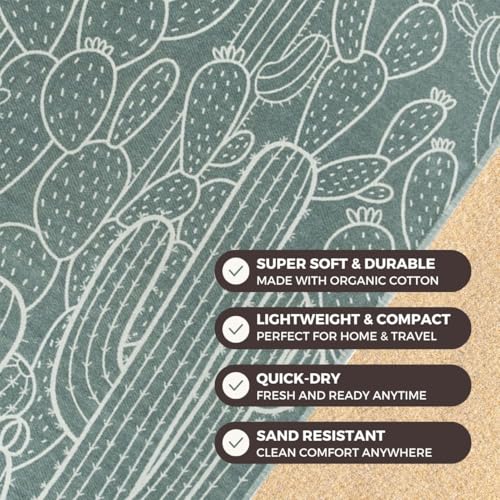 FESHKA Sand Free Turkish Beach Towel (37 x 67) Quick Dry Bath Towel, Oversized Beach Blanket, Lightweight for Travel - Made with 100% Organic Turkish Cotton - Saguaro (Green) - color: 42 - Dark Green
