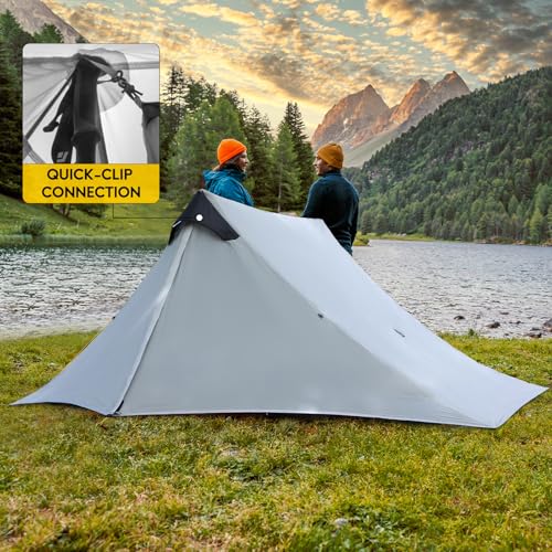LANSHAN Ultralight Tent 3-Season Backpacking Tent for 1-Person or 2-Person Camping, Trekking, Kayaking, Climbing, Hiking - color: 2-person, grey