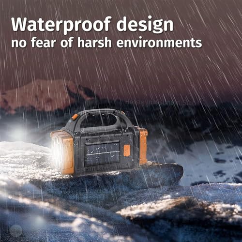 IFTHFOUR High Lumens Solar Flashlight - LED Work Light with USB-C Rechargeable, Waterproof, Multi-Function Flashlight & Lantern for Camping, Emergencies, and Outdoor - color: Golden