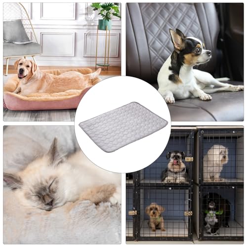 Cooling Pet Mat - Dog Summer Pad, Non-Slip Gel Comfort | Self-Cooling Puppy Cushion, Foldable Bed Blanket, Washable Crate Rest, Portable Kennel for Hot Weather - color: Light Gray, size: XS