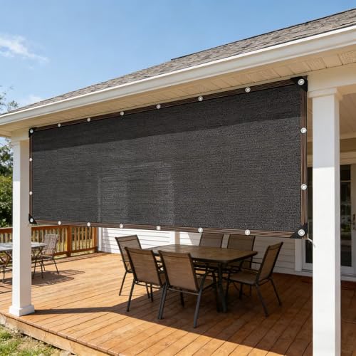 90% Sun Shade Cloth, 6 x 12 FT Pergola Shade Cover Canopy with Grommets, Sun Screen Fabric Tarp for Patio, Outdoor, Garden, Backyard, Black - color: Black, size: 6 x 12 FT