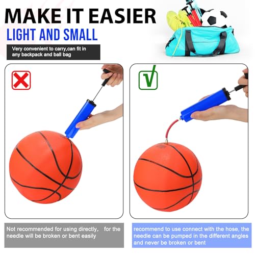Jerify 8 Inch Ball Pump Kit Portable Sports Ball Air Pump for Soccer with Needle Extension Hose Inflator for Football Basketball Volleyball Balloon Rugby Netball Operation Xmas Child
