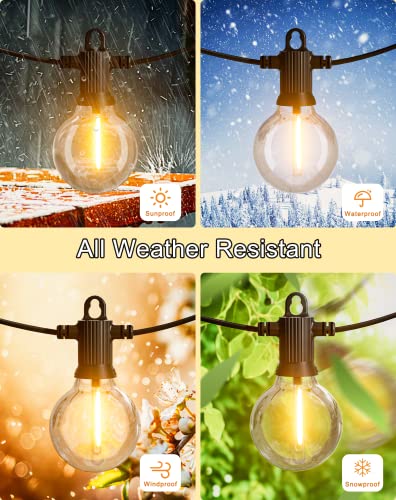 Zuske Outdoor String Lights, 50FT Patio Lights Outdoor Waterproof with 27 Shatterproof G40 Globe Bulb(2 Spare), Connectable Dimmable LED String Lights for Outside Backyard Porch Balcony Party, 2700K - size: Electric-50FT
