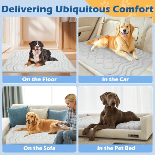 EXPAWLORER Dog Cooling Mat,Cool Pad Reversible (Cool & Warm),36’’x23’’ Pet Ice Cool Pad Blanket for Summer Kennel Sofa Floor Crate Car Seat,Machine Washable& Foldable Cooling Dog Bed(Medium)