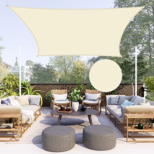 Neween Waterproof Sun Shade Sail Rectangle UV Block Canopy for Outdoor Patio and Garden, Yard Activities (6.5'x13', Beige) - color: Beige, size: 6.5'x13'