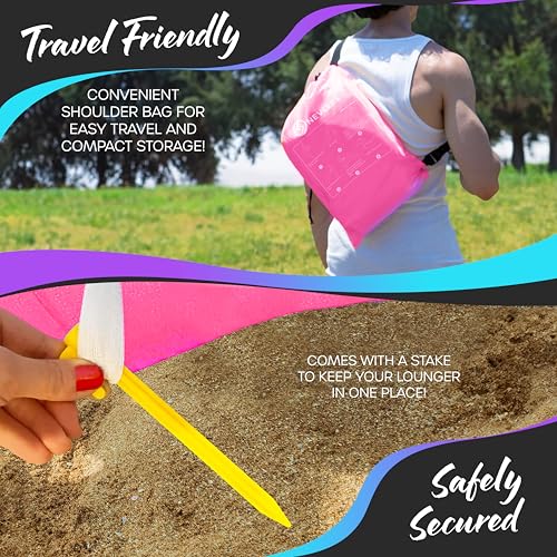 Nevlers 450Lbs Cap Outdoor Inflatable Couch for Camping in Pink | Tough 210T Polyester Air Chair Inflatable Lounger | Inflatable Chairs for Movie Night, Hiking, Travel Beach Chair & Portable Hammock - color: Pink, size: 1 Pack
