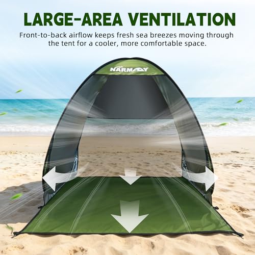 NARMAY Camping Tent, Pop Up Beach Tent, Portable Sun Shelter for 1-2 Person with UPF 50+ UV Protection - Green - color: Green