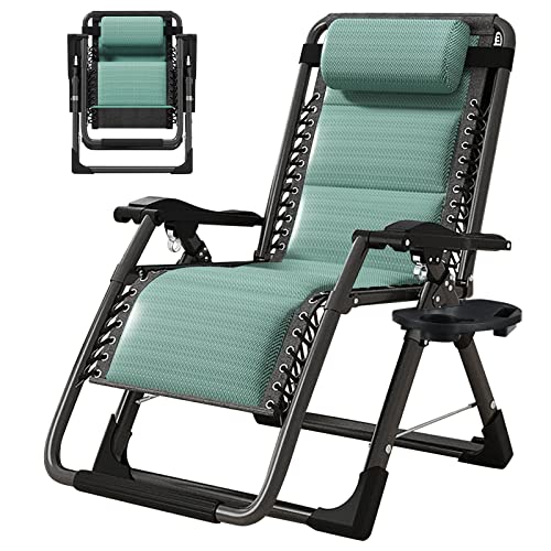 ABORON Zero Gravity Chair,Premium Outdoor Lawn Folding Lounge Chairs,Sturdy Adjustable Reclining Patio Chairs with Built in Cushion,Headrest & Tray - color: Emerald Green