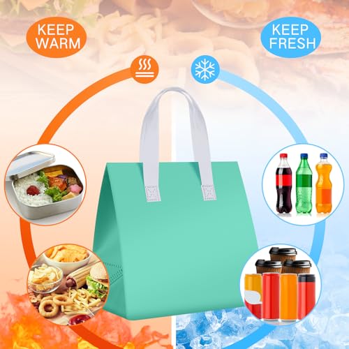 Kacctyen 50 Pcs Insulated Take Away Bags Bulk Thermal Insulation Food for Coffee Milk Tea Pizza Hot Cold Food Delivery Cooler Bag for Catering Restaurant Grocery Picnic, 9.5" x 9.5" x 6"(Multicolor) - color: Multicolor