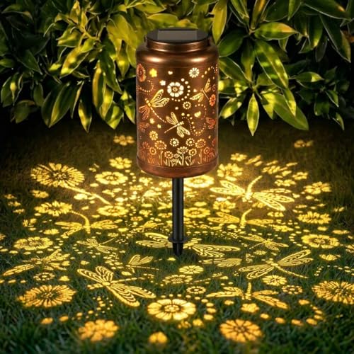 Dragonfly Solar Lanterns Outdoor Waterproof with Ground Stake - Unique Gifts for Women Mom, Mothers Day Gifts - Birthday for Women,House Warming Gift New Home - for Garden Patio Yard Porch Lawn - color: Dragonfly