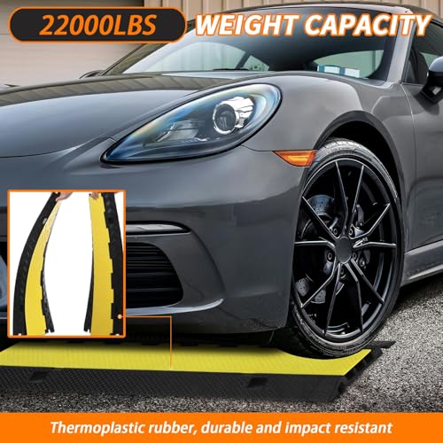 3 Channel Cable Protector Ramp, 14 Tons (28,000 lbs) Load Capacity Rubber Cord Cover with Flip-Open Lid, Heavy Duty Wire Guard Speed Bump for Driveway, Warehouse, and Events - size: 94.5×50×8cm-4 Large Channel