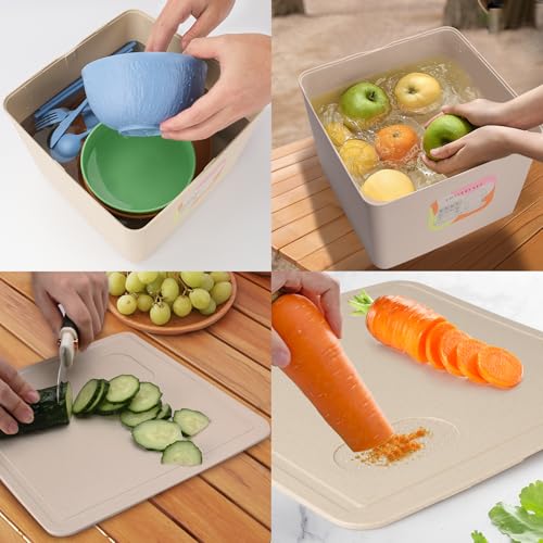 49pcs Dinnerware Sets for 8 People, Unbreakable Plates Sets, Reusable Storage Box, Travel Camping Picnic Home Party Cutlery Set, Dishwasher Microwave Safe Dishes - color: Colorful, style: 49PCS