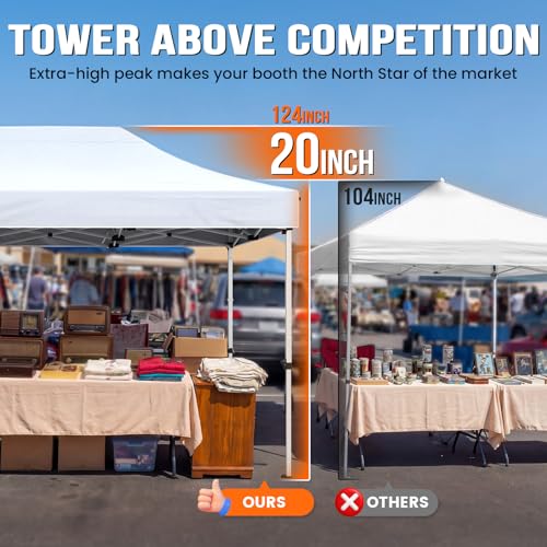 Quictent 10x15FT Heavy Duty Pop Up Canopy Tent, Commercial Easy up Portable Waterproof Shelter with Roller Bag for Outdoor Wedding Party Events Markets Gazebos - color: White, size: 10X15