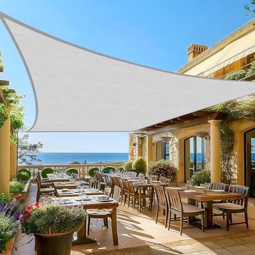 Artpuch Sun Shade Sail, 8'X20' Light Grey Rectangle Curved Edged Sun Shade, Commercial Grade 185GSM HDPE UV Permeable Outdoor Shade Cloth for Deck, Backyard, Patio (Custom Sizes Made) - color: Light Grey, size: 0 8' X 2 0'