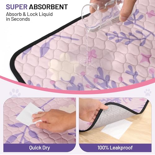 Washable Dog Pee Pads - Absorbent Reusable Puppy Training Pads, Waterproof Leak - Proof & Non - Slip for Crate Whelping Potty Training 48x48 (Pack of 2) - color: Purple Multicolor, size: 48x48in(Pack of 2)