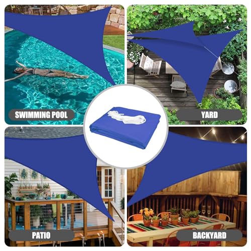 Neween Triangle Sun Shade Sail, 9' x 9' x 9', Waterproof Blue Color with 98% UV Block - color: Blue, size: 9'10'' x 9'10'' x 9'10''