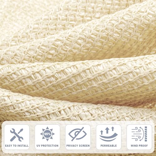 Cool Area Sun Shade Cloth with Grommets 3/4/6/8/10/12/16/20 FT Shade Panel Shade Tarp Screen Fabic for Outdoor Patio Pergola Cover Deck Garden, 6x10 FT, Butter Cream - color: Butter Cream, size: 0 6'X1 0'