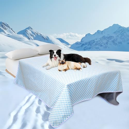 Cooling Blanket for Dogs - Q-MAX>0.4 Waterproof Pet Throw Blanket Bed Cover, Non-Slip Dog Blankets for Couch Protector, Washable Furniture Cover for Summer, Pearl Blue,60x80 - color: Blue, size: 60x80 Inch