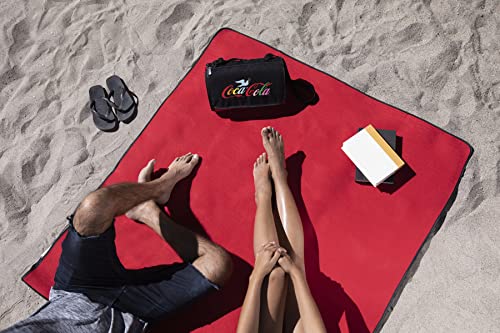 PICNIC TIME Coca-Cola Unity Dove Blanket Tote Picnic Blanket, Folding Outdoor Beach and Camping Blanket with Carry Tote and Zipper Pocket, Water Resistant Fleece, (Red with Black Flap) - color: Coca-cola Unity Dove - Red With Black Flap