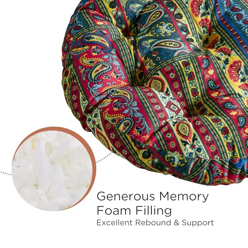 Codi Meditation Floor Pillow, Boho Pillows Seating for Adults and Kids, Large Cushion for Yoga Living Room Tatami Sitting, Memory Foam Added, 22x22 Inch Pack of 2, Round - Multi Blaidiere - color: Round | Multi Blue and Red, size: 2 Count (Pack of 1)