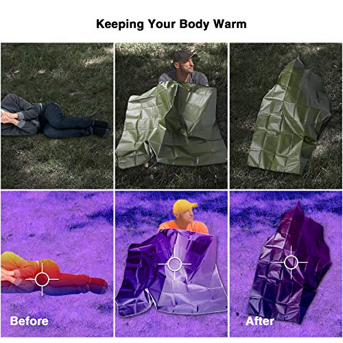 RedSwing Insulated Tarp, Multipurpose Emergency Thermal Tarps, Waterproof All Weather Heavy Duty Heat Reflective Survival Blanket for Camping Hiking, Green - color: Green 83''x59''