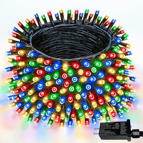 Upgraded 99FT 300 LED Multicolor Christmas String Lights Outdoor & Indoor, Memory Function & Timer & 8 Modes, Twinkle Lights Green Wire Waterproof for Xmas Tree Holiday Party Garden Decor (Multicolor) - color: Multicolor, size: 300LED